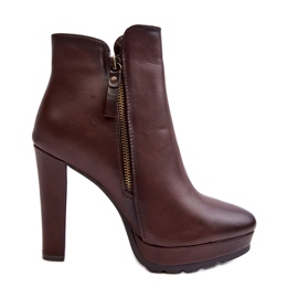 Bottines à talons hauts Inezma marron avec fermetures éclair brun