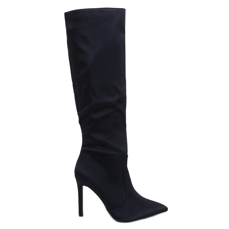 Bottes à talons hauts en satin noir Strauss le noir