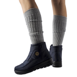 News Boots de neige bleu marine à talon bas
