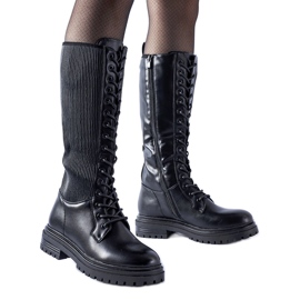 Bottines noires avec empiècement élastique Windham