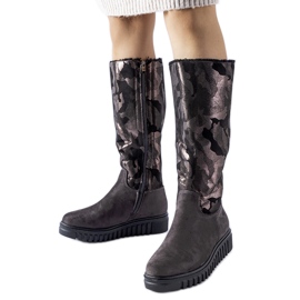 Bottes camouflage isolées grises avec éco-daim Piazzolla
