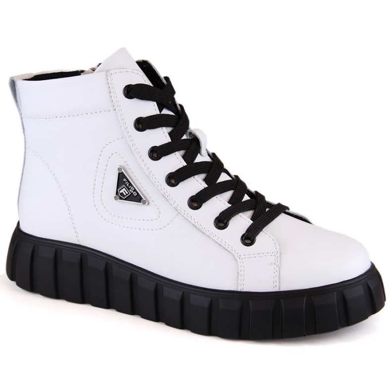 Bottines en cuir sur plateforme Filippo W PAW382B, blanc blanche