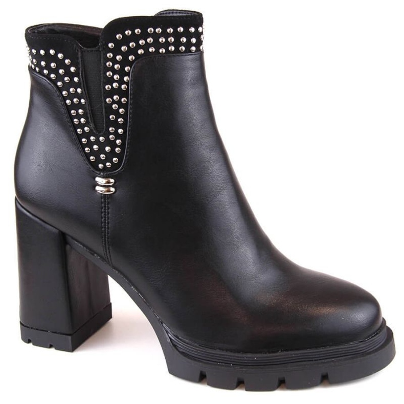 Bottines isolées à talons hauts avec rivets, Filippo W PAW495, noir le noir