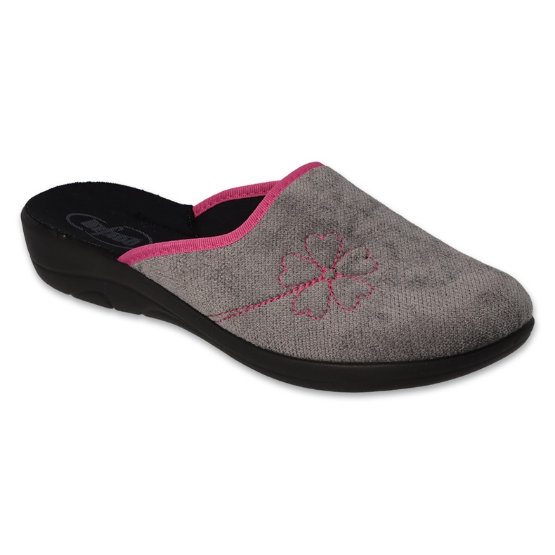 Chaussons bas femme Befado 552D023 gris avec broderie Chaussons bas femme Befado 552D023 gris avec broderie
