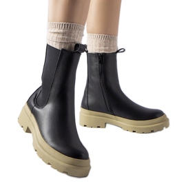 Bottines en Georgette noires à semelle olive