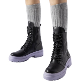 Baskets noires à semelle Quennie colorée