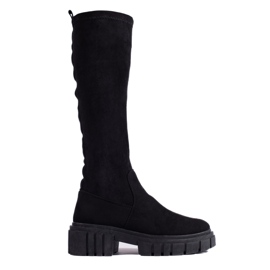 Bottines à enfiler en daim noir Shelovet le noir