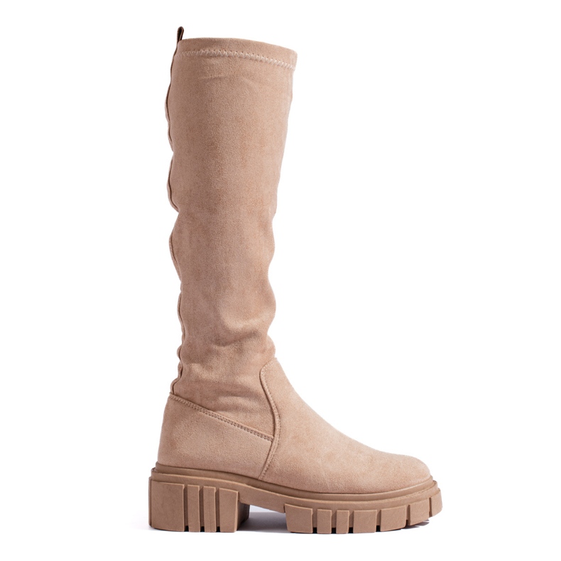 Bottines à enfiler en daim beige par Shelovet Bottines à enfiler en daim beige par Shelovet