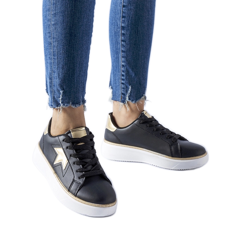 Baskets de sport Fraggle noires et dorées Baskets de sport Fraggle noires et dorées