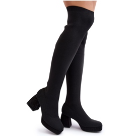 Cuissardes à plateforme et talon haut pour femme, noir Manaliis