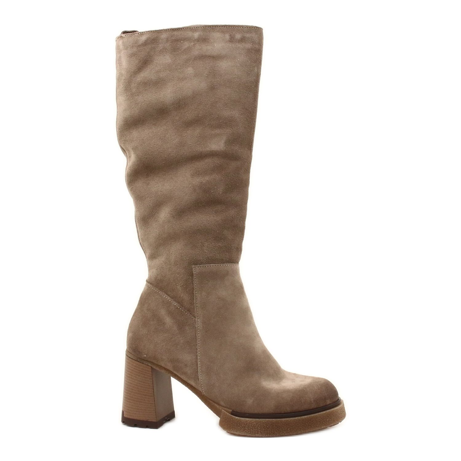 Cuissardes a talons hauts pour femme en daim beige Lemar Ceraxa