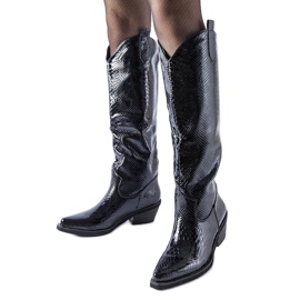 Bottes de cowboy Chapin isolées vernies noires