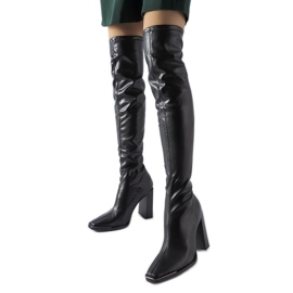 Bottes classiques noires à talons hauts de Faubourg