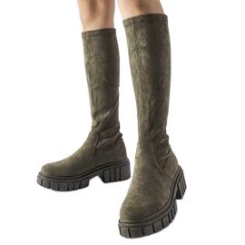 Bottes longues en daim vertes par Donnino