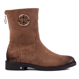 SHELOVET Bottines femme en daim beige foncé par Potocki