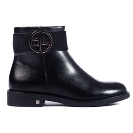 W. Potocki Bottines basses noires à talon plat de Potocki