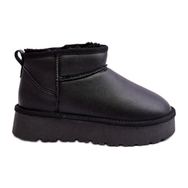 Bottes de neige à plateforme en cuir pour femmes Noir Loreley le noir