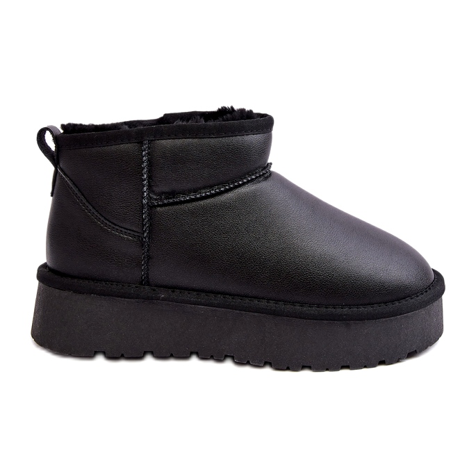 Bottes de neige à plateforme en cuir pour femmes Noir Loreley le noir