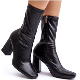 Bottines femme à bout carré, noires Glavina le noir