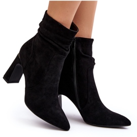 Bottines à talons hauts avec tige froncée pour femme, noir Phaga