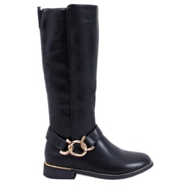 Devers Bottines noires à maillons de chaîne le noir
