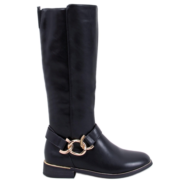 Devers Bottines noires à maillons de chaîne le noir