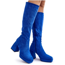 Bottes isolées à talons épais pour femmes, bleu Layala