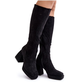 Bottes isolées à talons épais pour femmes, noir Layala