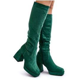 Bottes isolées à talons massifs pour femmes, vert Layala