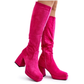 Layala Fuchsia Bottes isolées pour femmes à talons massifs rose