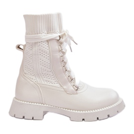 Bottines Femme Avec Chaussette À Lacets Blanc Gentiana