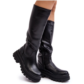 Cuissardes à semelle épaisse pour femme, noir Beatrizia