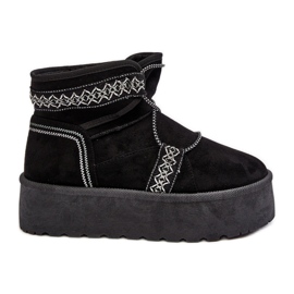 Bottes de neige femme à semelle épaisse avec laçage, noir Milson