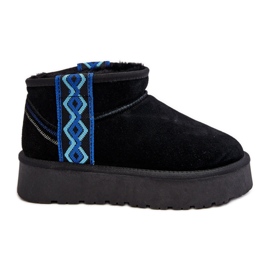 Bottes de neige femme en daim à semelle épaisse, noir Vebissat le noir