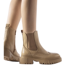 Bottines beige foncé avec surpiqûres Castella