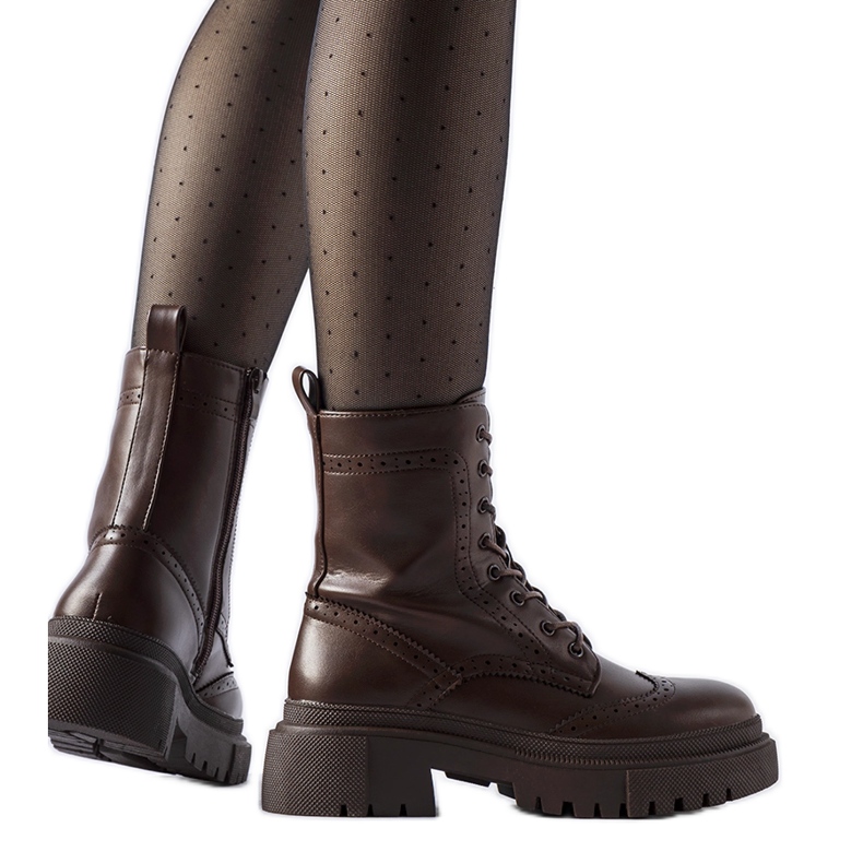 Boots marron ornées de surpiqûres Nicla brun