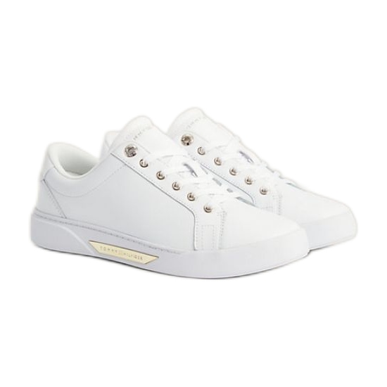 Tommy Hilfiger Golden Hw Court Sneaker W chaussures FW0FW075600K7 blanche Tommy Hilfiger Golden Hw Court Sneaker W chaussures FW0FW075600K7 blanche