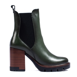 W. Potocki Bottines Chelsea Potocki vert foncé à talons hauts