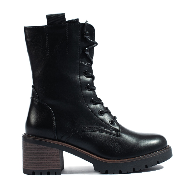 Bottines montantes à lacets noires Shelovet le noir