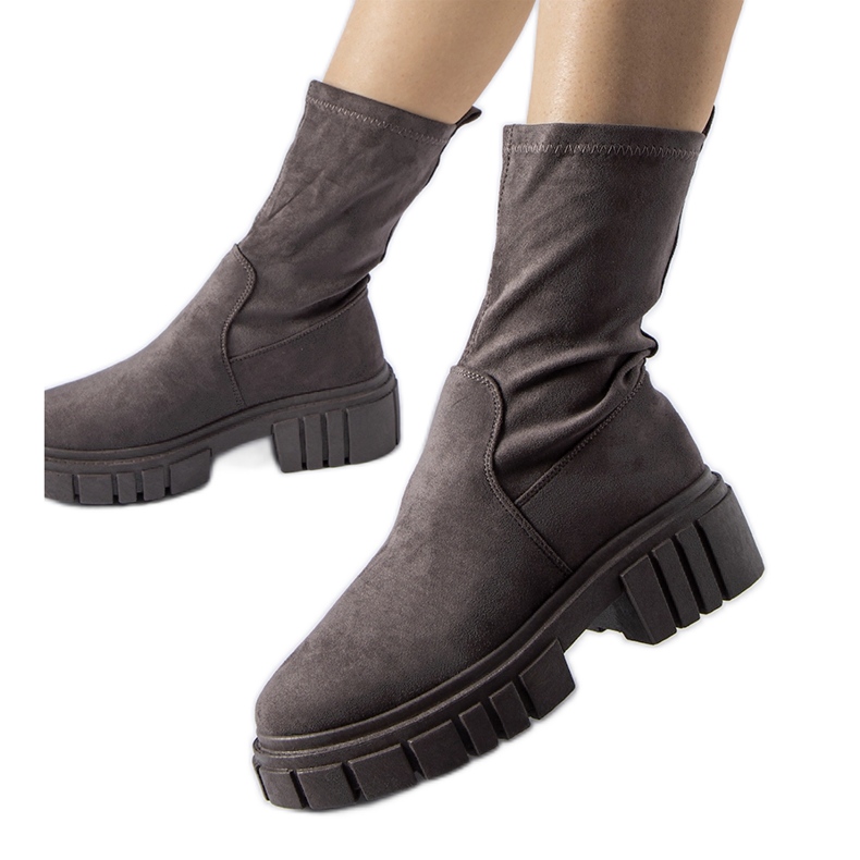 Bottines à enfiler en éco-daim Montefusco grises