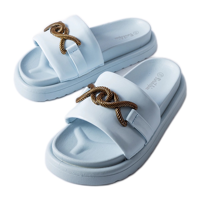 Tongs plateforme bleues Frédérique