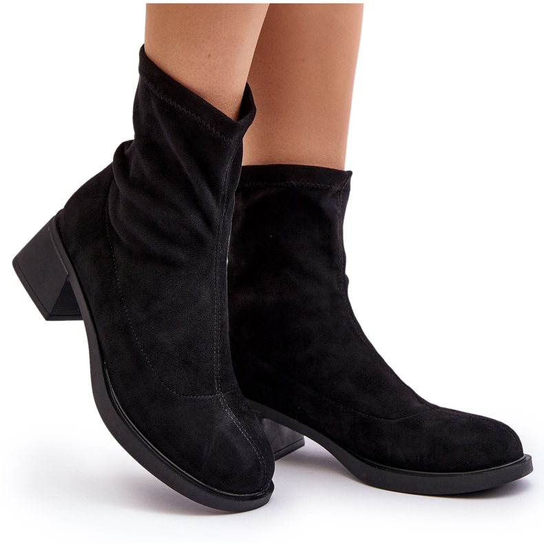 Bottes à talons bas pour femmes noires Aphroteia le noir