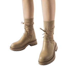Bottines chaussettes beiges à liens par Eliot