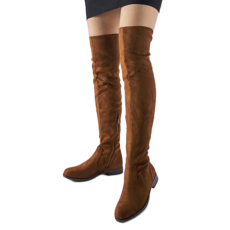 Bottines longues Scandale en éco-daim chaud marron brun