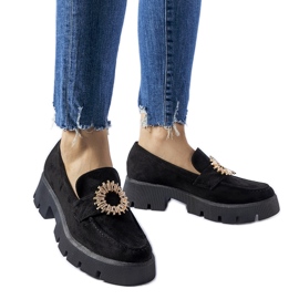 Mocassins noirs ornés d'une boucle Stanislas