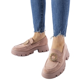 Mocassins roses ornés d'une boucle Stanislas