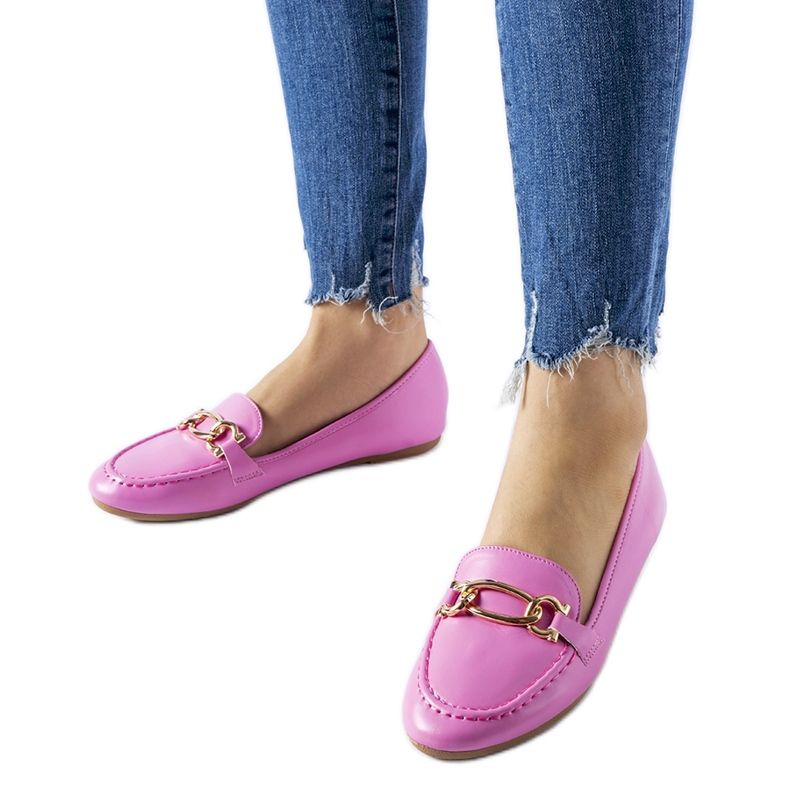 Mocassins roses ornés d'une boucle Gaston Mocassins roses ornés d'une boucle Gaston