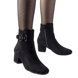 Bottines noires à talons bas en éco-daim Nemaha