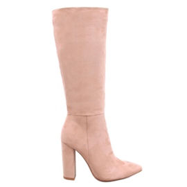 Bottes à talons stables Maureen Kaki beige