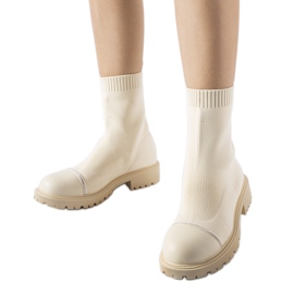 Bottines chaussettes beiges avec strass de Vail